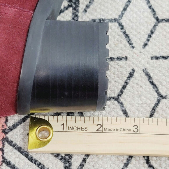 SUNDANCE BUTTONED UP CRANBERRY SUEDE BOOTIES, SZ 7/7.5 US-38/EU - Picture 15 of 16